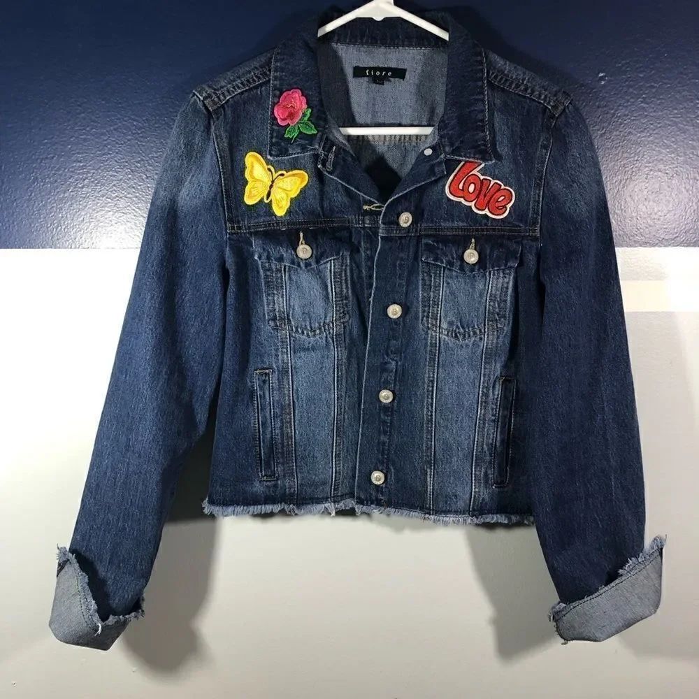 Denim Jacket with Patch Details Size Large